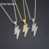 Lightning Pendant Necklace Hip Hop Neck Chain for Men Women Gold Silver Paired Pendants Friendship Couple Statement Necklace