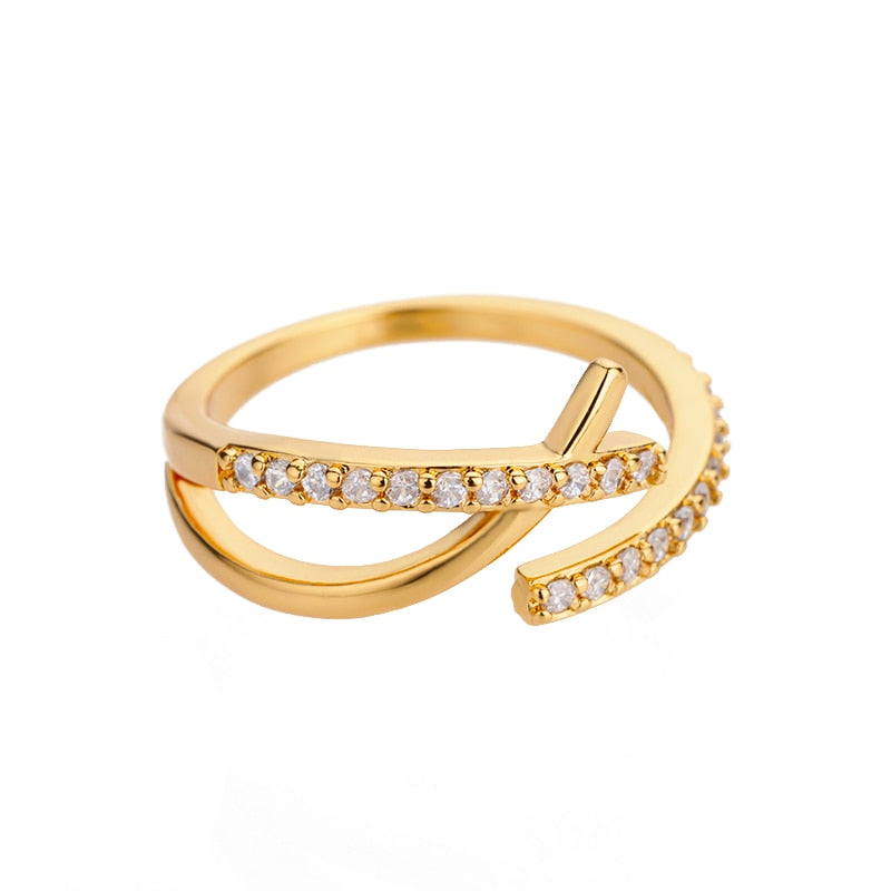 Lightning Rings For Women Stainless Steel Gold Color Finger Ring 2023 Trend Zirconia Wedding Aesthetic Jewelry anillos mujer
