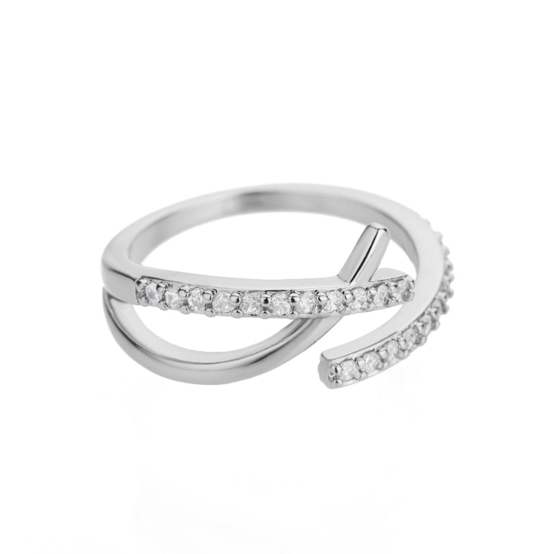 Lightning Rings For Women Stainless Steel Gold Color Finger Ring 2023 Trend Zirconia Wedding Aesthetic Jewelry anillos mujer