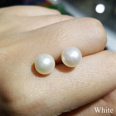 7-8mm High Luster Real Pearl 925 Sterling Silver Stud Earrings for valentine's day,Mother's Day,Party,Wedding