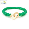 Customized Natural Green Onyx 2mm Beads Handmade knitting 925 sterling silver Clasp Bracelet 7.5-8.5 inch