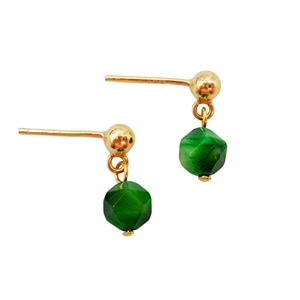 Dye Candy Color Tiger's Eye 925 Sterling Silver Gold Color Tiny Stud Earring