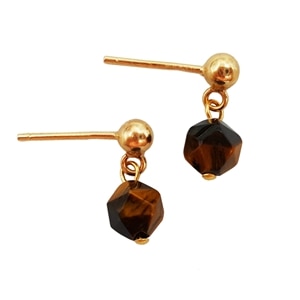 Dye Candy Color Tiger's Eye 925 Sterling Silver Gold Color Tiny Stud Earring