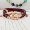 Gemstone Natural AAA Red Garnet 3-4mm Beads , Pearl 925 sterling silver Gold Color Fashion Memory Bracelet