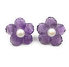 Gemstone Natural Amethyst Flower 925 Sterling Silver Stud Earring