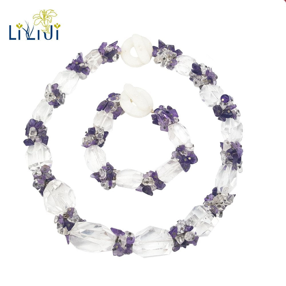 Gemstone Natural Crystal,Amethyst Jade Toggle Clasp Necklace 50cm Bracelet approx 8.75