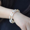 Gemstone White Baroque Pearl 925 Sterling silver Gold Color Lobster Clasp 2 rows Bracelet Fancy Jewelry