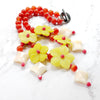 Lii Ji Korea Jades Flowers Statement Necklace 49cmTassels Agates Red Jade Yellow jade Big Necklace for Women Party Jewelry