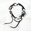 Natural Pearl Rice Shape 9-10mm Leather Necklace ,Pearl Bracelet Approx 114cm