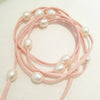 Natural Pearl Rice Shape 9-10mm Leather Necklace ,Pearl Bracelet Approx 114cm
