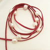 Natural Pearl Rice Shape 9-10mm Leather Necklace ,Pearl Bracelet Approx 114cm