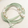 Natural Pearl Rice Shape 9-10mm Leather Necklace ,Pearl Bracelet Approx 114cm