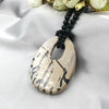 Natural Jasper,Rhodonite Pendant Black Agate Long Necklace