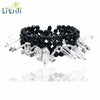 Natural Stone Black Onyx Agate Clear Quartz Crystal with Jade Clasp Bracelet For Women Party