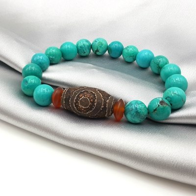 Natural Stone Picasso Jasper Labradorite etc. With Carved Tibetan Three Eye DZI Beads Bracelet For Men Accessories Gift
