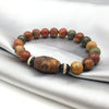 Natural Stone Picasso Jasper Labradorite etc. With Carved Tibetan Three Eye DZI Beads Bracelet For Men Accessories Gift