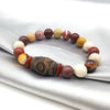 Natural Stone Picasso Jasper Labradorite etc. With Carved Tibetan Three Eye DZI Beads Bracelet For Men Accessories Gift