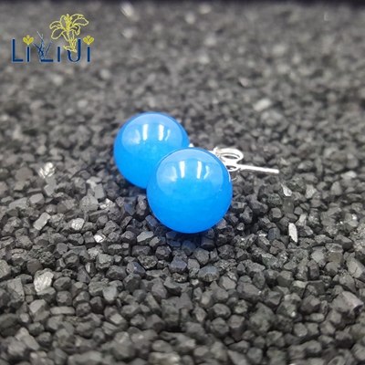 Real 925 Sterling Silver Natural Stone Dyed Color Beads Stud Earrings For Daily Wear
