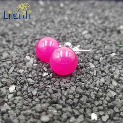 Real 925 Sterling Silver Natural Stone Dyed Color Beads Stud Earrings For Daily Wear