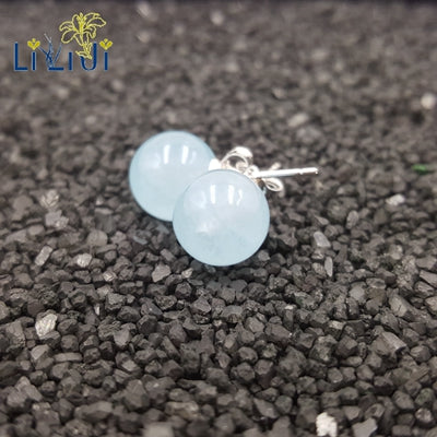 Real 925 Sterling Silver Natural Stone Dyed Color Beads Stud Earrings For Daily Wear