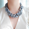 Lii Ji Real Stone Big Necklace 52cm Blue Angelite Crystal Baroque Pearl Coral Statement Necklace Women Jewelry Gift