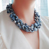 Lii Ji Real Stone Big Necklace 52cm Blue Angelite Crystal Baroque Pearl Coral Statement Necklace Women Jewelry Gift