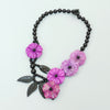 Lii Ji Real Stone Purole Jades Flowers Black Onyx Statement Necklace 50cm  Women Jewelry Gift