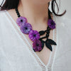 Lii Ji Real Stone Purole Jades Flowers Black Onyx Statement Necklace 50cm  Women Jewelry Gift