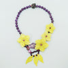 Lii Ji Real Stone Purple Yellow Necklace Amethysts Lemon Jades Statement Necklace 52cm Women Jewelry Gift