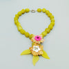 Lii Ji Yellow Necklace Lemon Jades Flowers Choker Necklace 47cm Stock Women Jewelry Gift