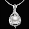 Like 925 sterling silver necklace set zircon pearl drop style delicate pendant silver necklace