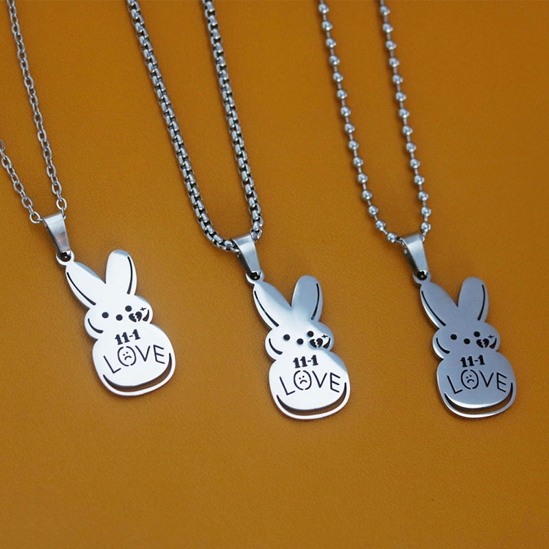 Lil Peep Love Rabbit Pendant Necklace Beads Link Chain Stainless Steel Charming clavicle Jewelry
