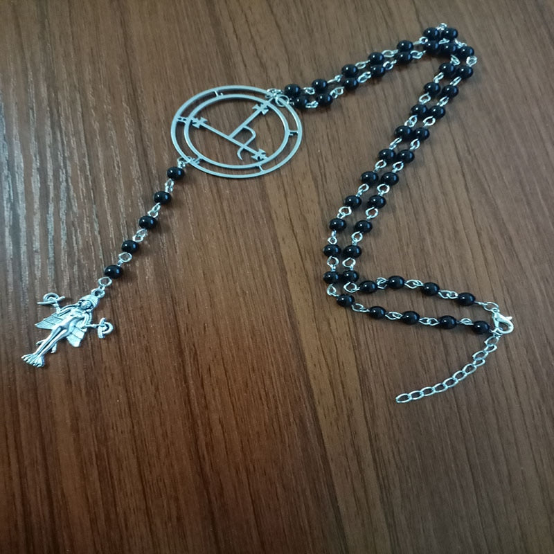 Lilith Satan Rosary Set bracelet and Rosary Necklace, Lilith Rosary Necklace, Lilith bracelet, Gothic mysterious Rosary Necklace