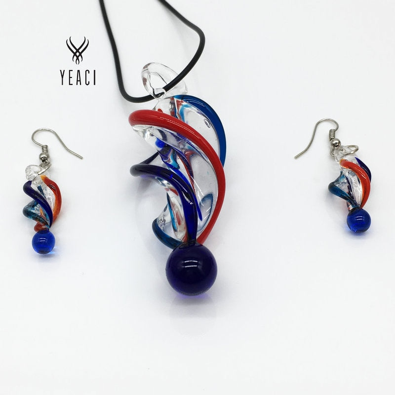 6-set-Set-Swirl-Lampwork-Glass-Murano-Bead-Necklace-Earrings-FASHION-Free-shipping