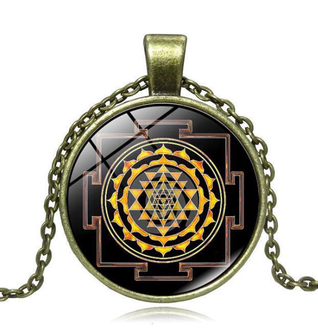 Limited Collier Collares Buddhist Sri Yantra Pendant Necklace Sacred Geometry Bronze Charms Statement Choker Women Jewelry