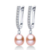 Hot Selling 925 Sterling Silver Drop Earrings Women 8-9mm Natural Pearl Jewelry Top Quality Earrings With Box