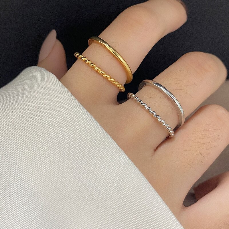 Line Twist Silver Rings For Women Dating  Ring Aestethic Accessories Jewelry Dropship Suppliers GaaBou Jewellery
