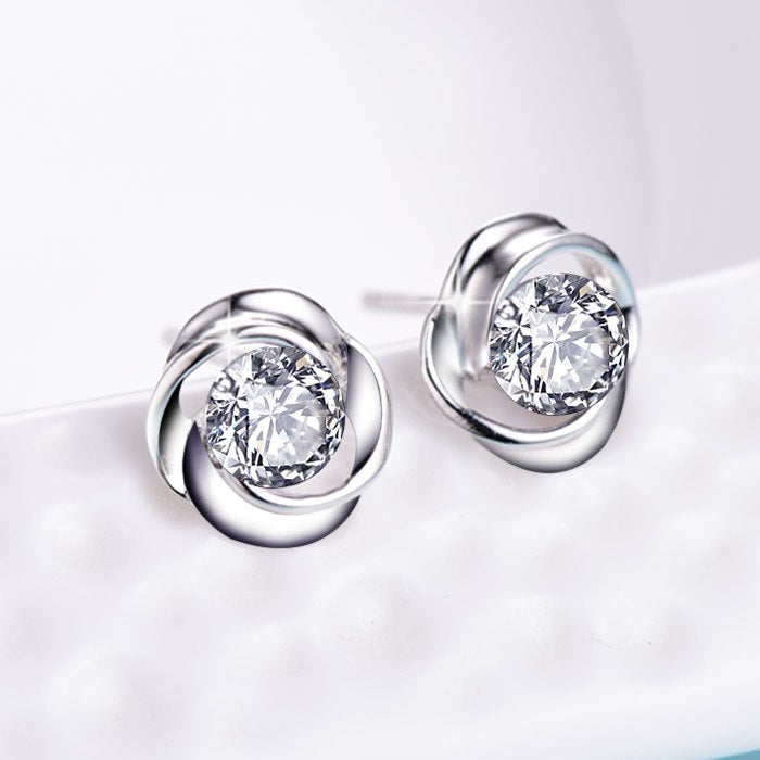 Lingdong Fashion brand 925 silver ear stud circle of love series simple earring boutique gift