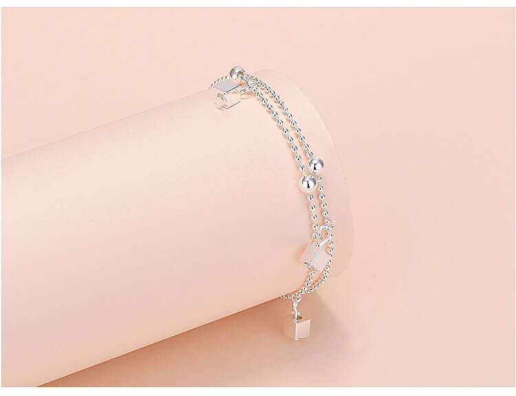Link Double Chain Women Bracelets on Hand 925 Stamp Silver Color  Jewelry Accessories Christmas