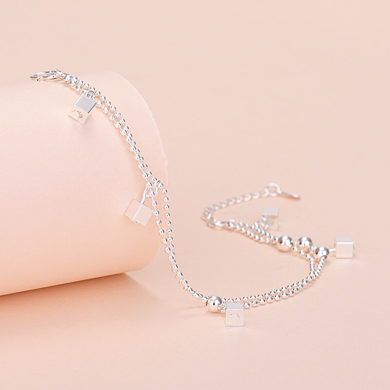 Link Double Chain Women Bracelets on Hand 925 Stamp Silver Color  Jewelry Accessories Christmas