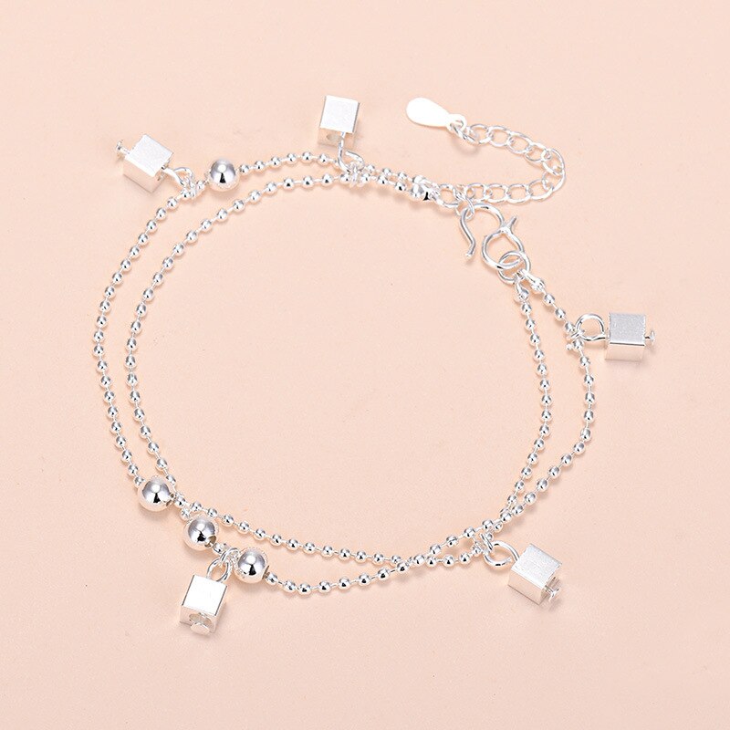 Link Double Chain Women Bracelets on Hand 925 Stamp Silver Color  Jewelry Accessories Christmas