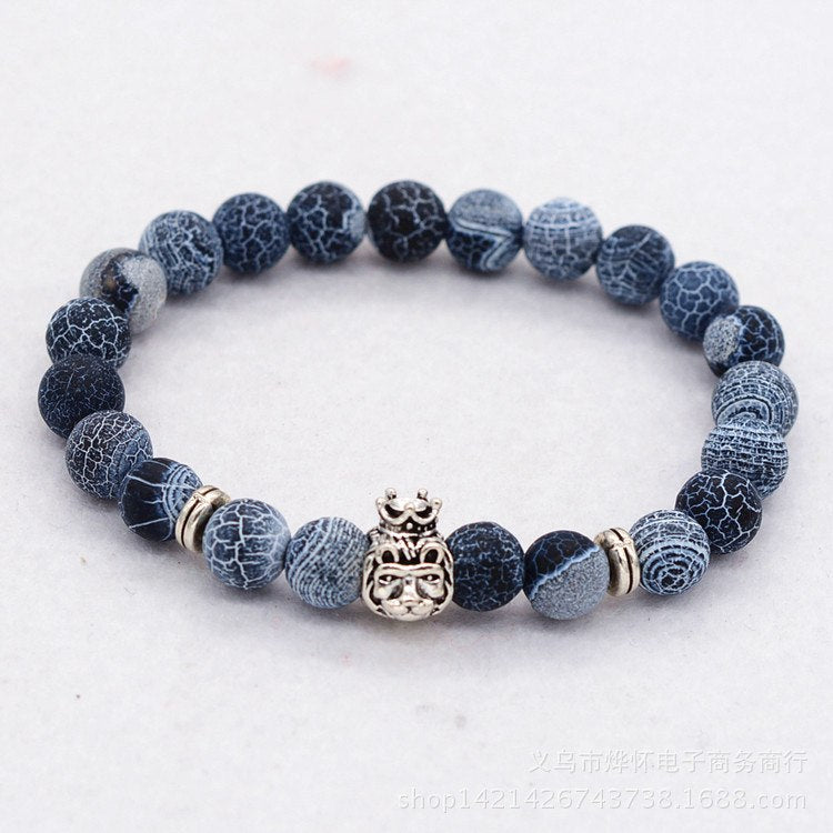 Lion Head Buddha beads Bracelets Bangles Charm Natural Stone Bracelet yoga Jewelry Men Women Alloy , Bead, Plated Silver
