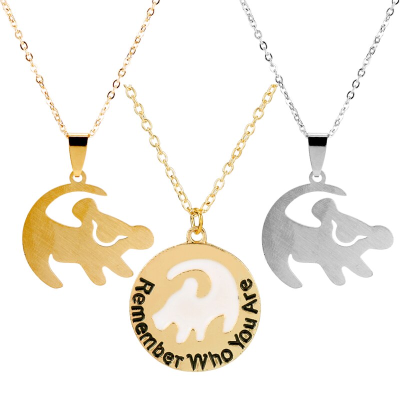 Lion King Simba Remember who you are Lettering Necklace Jewelry Stainless Steel Pendants Necklaces Son Daughter Gifts