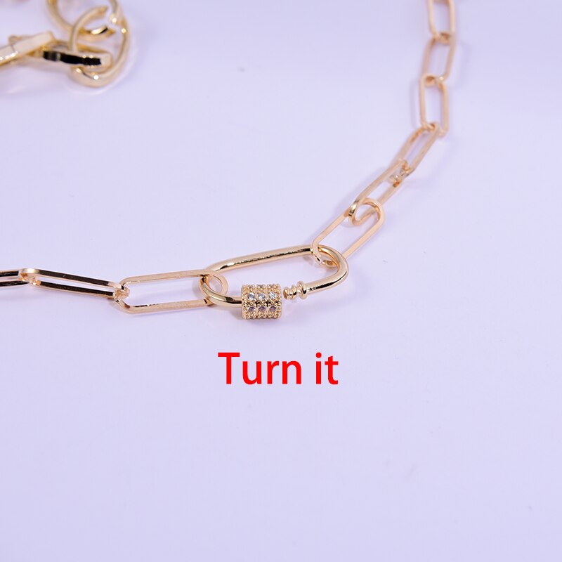 Lislesp Multi Layer Gold Metal Star Carabiner Chunky Chain Necklace for Women Vintage Statement Punk Choker Collar Jewelry Pack