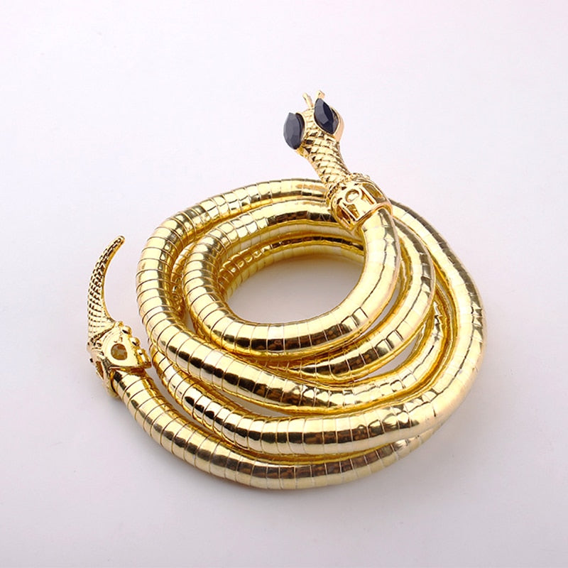 Lislesp Punk Snake Necklace & Pendant Handmade Long Statement Collar Party Jewelry Women Vintage Gold Torques Choker Necklace