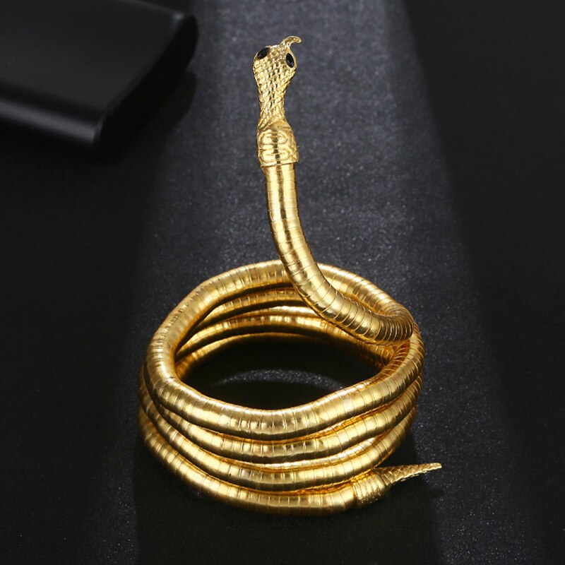 Lislesp Punk Snake Necklace & Pendant Handmade Long Statement Collar Party Jewelry Women Vintage Gold Torques Choker Necklace