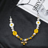 Little Bee Daisy Rhinestone Hip Hop Necklaces Jewelry For Women Pearl Smiley Rope Adjustable Choker Necklace Punk Gift