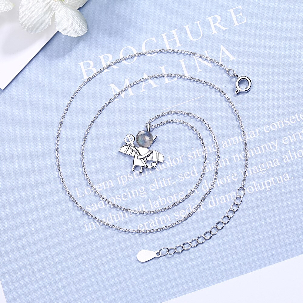 Little Devil Originality 925 Stamp Silver Color Trendy Pendant Chain Necklace For Women Crystal Necklace Anniversary Jewelry