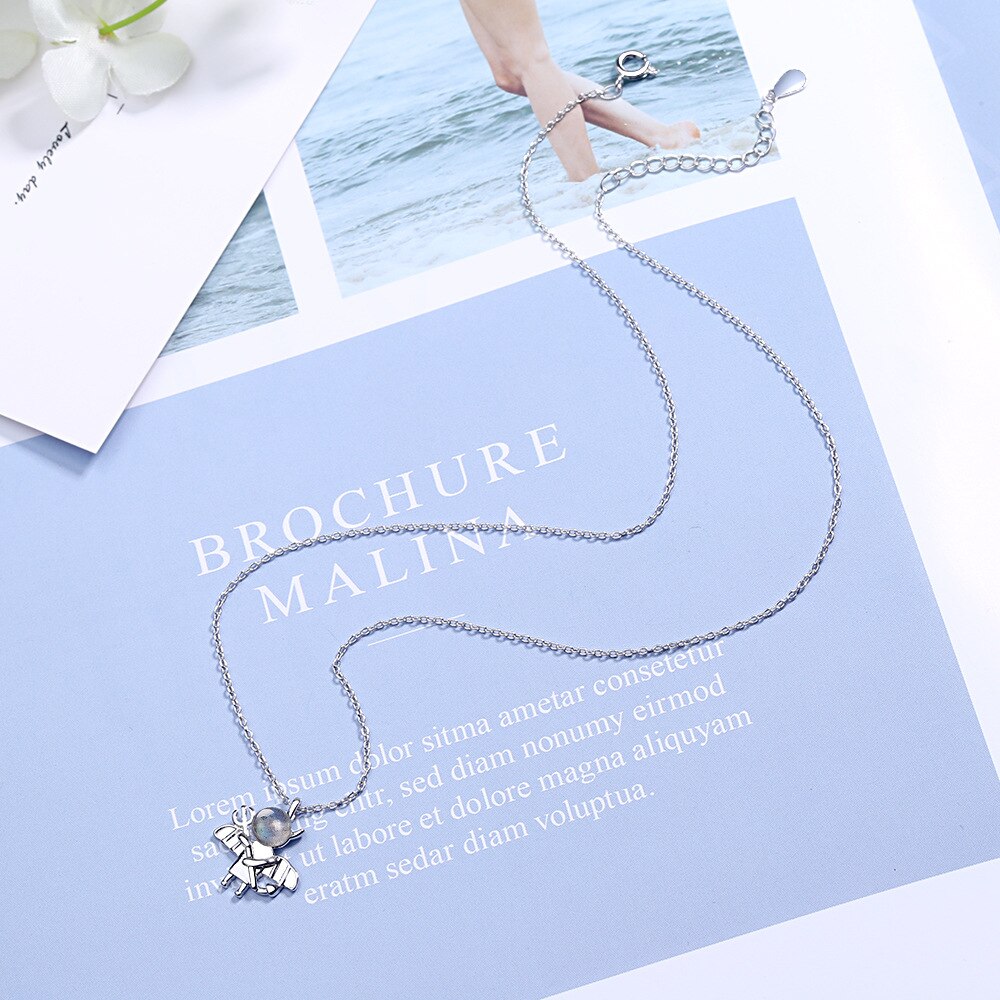 Little Devil Originality 925 Stamp Silver Color Trendy Pendant Chain Necklace For Women Crystal Necklace Anniversary Jewelry