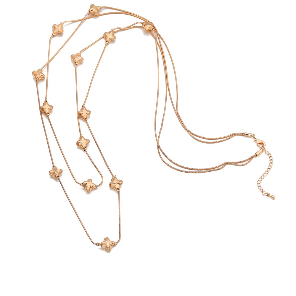 Little Polaris Stars Pendant Necklaces For Woman Gold Black Color Long Double Layer Snake Chain Necklace Bohemia Jewelry Gifts